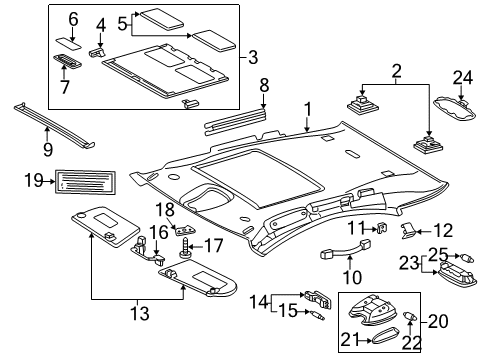 2002 Mercedes-Benz CL500 Interior Trim - Roof Diagram