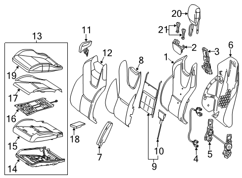 2019 Mercedes-Benz SLC300 Passenger Seat Components Diagram