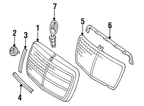 1994 Mercedes-Benz E500 Grille & Components Diagram