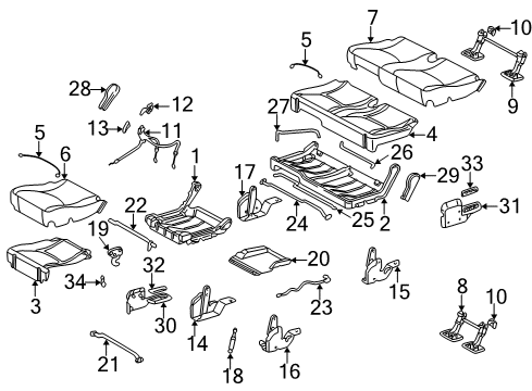 1998 Mercedes-Benz ML320 Seat Cover Diagram for 163-920-04-46-7D42