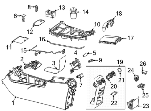 2023 Mercedes-Benz GLB250 Center Console Diagram