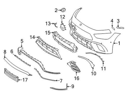 2021 Mercedes-Benz AMG GT 63 S Bumper & Components - Front Diagram