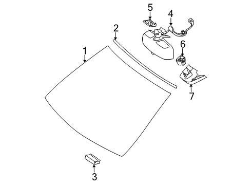 2012 Mercedes-Benz C250 Glass - Windshield Diagram
