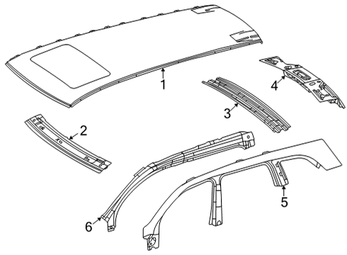 2020 Mercedes-Benz GLS450 Roof Reinforcement Diagram for 167-657-25-00
