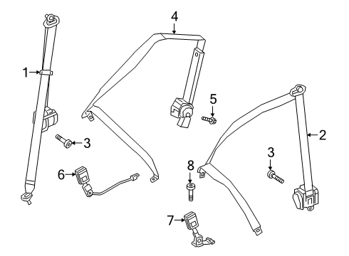 2024 Mercedes-Benz G550 Rear Seat Belts Diagram