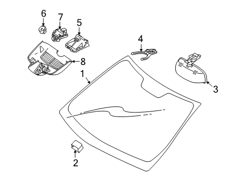 2012 Mercedes-Benz E350 Glass - Windshield Diagram