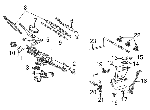 2000 Mercedes-Benz CL500 Wiper & Washer Components Diagram