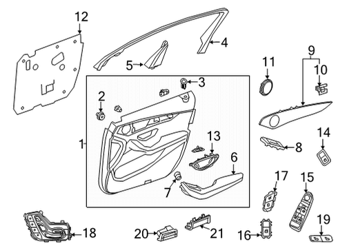2020 Mercedes-Benz GLC300 Interior Trim - Front Door Diagram