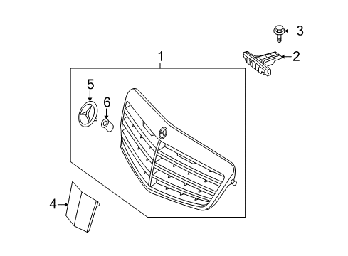2010 Mercedes-Benz E350 Grille & Components Diagram
