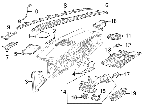 2023 Mercedes-Benz EQS 580 SUV Instrument Panel Components Diagram