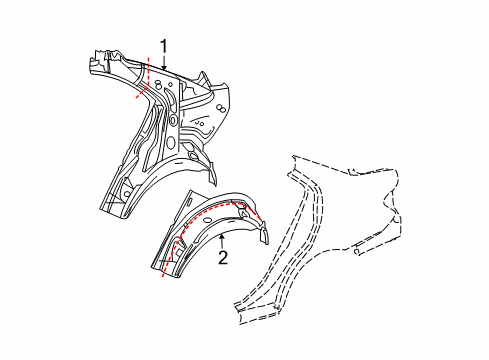2008 Mercedes-Benz C300 Inner Structure - Quarter Panel Diagram