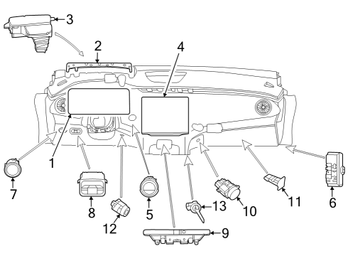 2023 Mercedes-Benz EQS 450+ SUV Cluster & Switches Diagram
