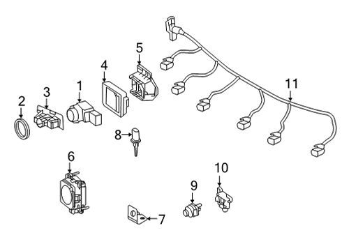 2019 Mercedes-Benz AMG GT C Electrical Components - Front Bumper Diagram