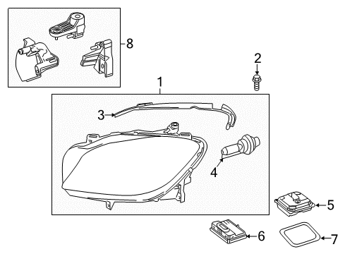 2014 Mercedes-Benz GL63 AMG Headlamp Components Diagram