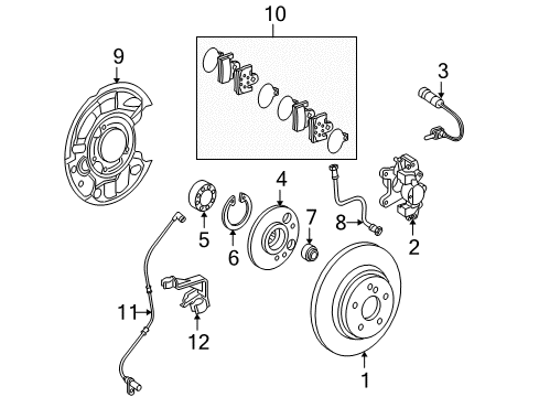 2010 Mercedes-Benz SLK300 Brake Components Diagram