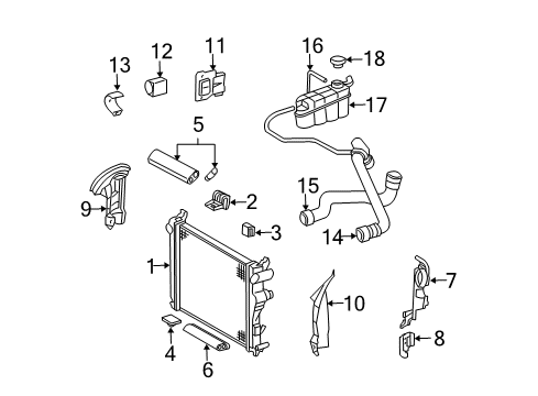 2003 Mercedes-Benz S600 Radiator & Components Diagram