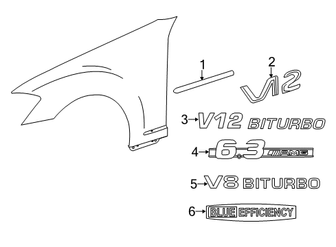 2011 Mercedes-Benz S65 AMG Exterior Trim - Fender Diagram
