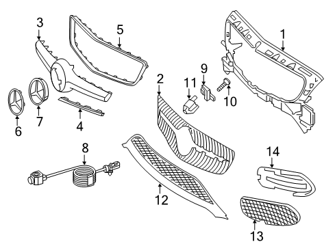 2015 Mercedes-Benz CLS400 Grille & Components Diagram