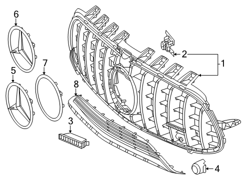 2024 Mercedes-Benz CLA35 AMG Grille & Components Diagram