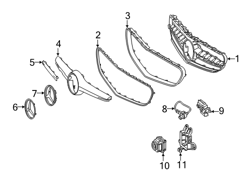 2018 Mercedes-Benz S560 Grille & Components Diagram