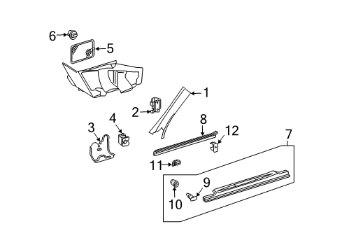 2004 Mercedes-Benz CLK320 Interior Trim - Pillars Diagram 2