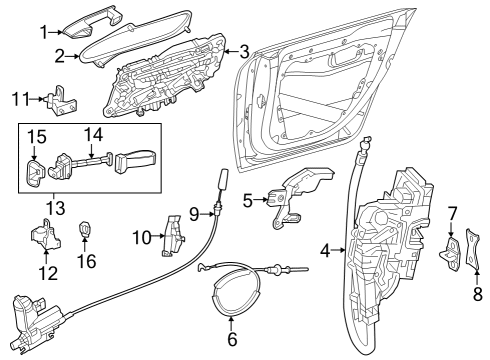 2025 Mercedes-Benz EQE 500 Rear Door - Lock & Hardware Diagram