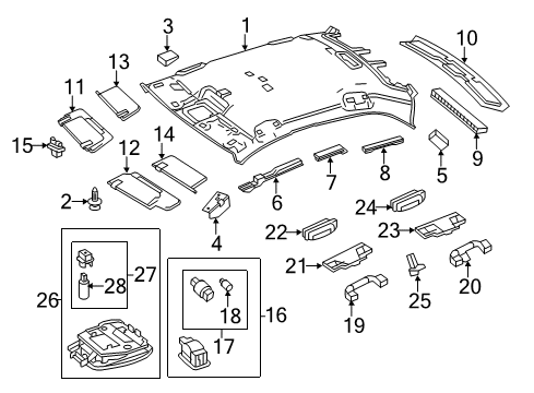 2016 Mercedes-Benz E400 Interior Trim - Roof Diagram
