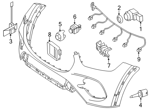 2025 Mercedes-Benz GLE450e Electrical Components - Front Bumper