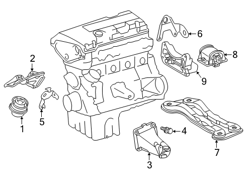 1999 Mercedes-Benz SLK230 Engine & Trans Mounting Diagram