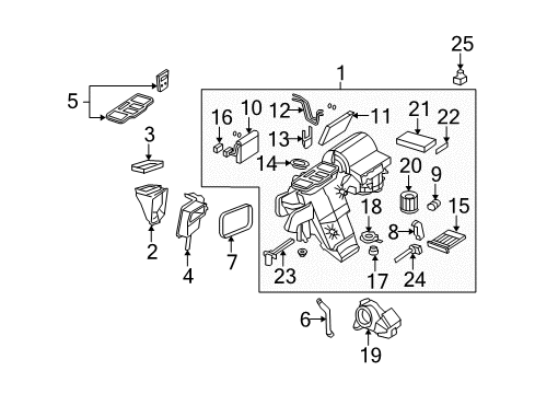 2012 Mercedes-Benz GL450 A/C Evaporator & Heater Components Diagram