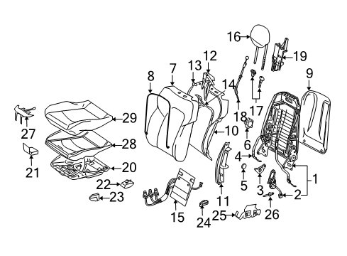 2009 Mercedes-Benz CLK350 Front Seat Components Diagram