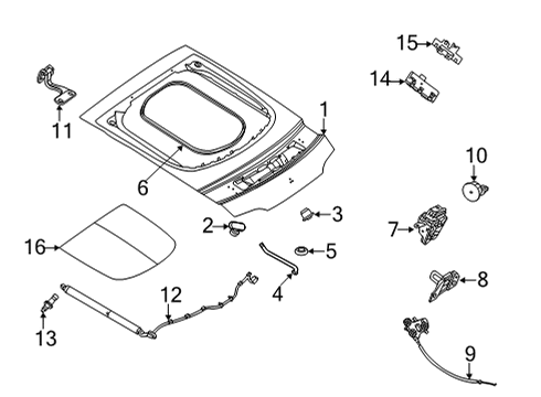 2024 Mercedes-Benz AMG GT 43 Trunk Lid & Components Diagram