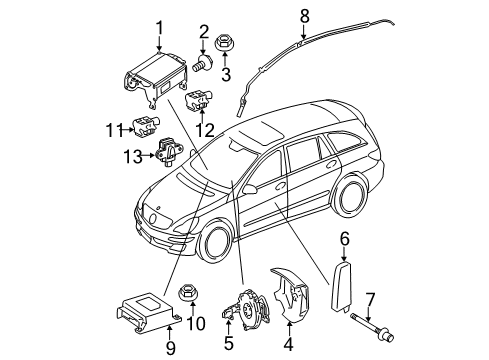 2011 Mercedes-Benz R350 Air Bag Components Diagram