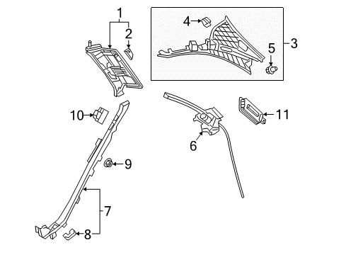 2017 Mercedes-Benz E400 Interior Trim - Quarter Panels Diagram 4