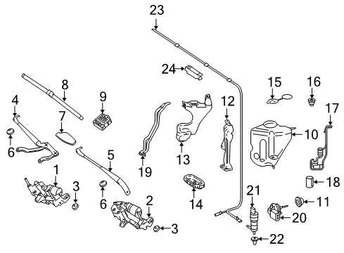 2007 Mercedes-Benz CL550 Wiper & Washer Components Diagram