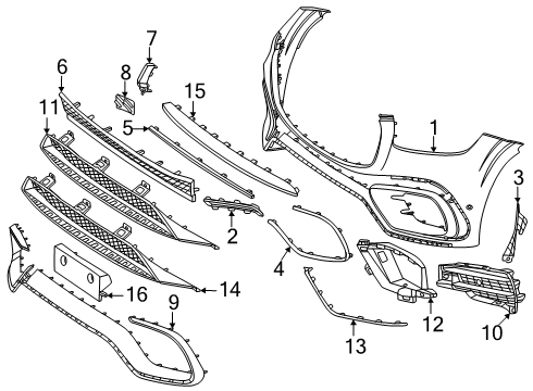 2025 Mercedes-Benz GLS63 AMG Bumper & Components - Front Diagram