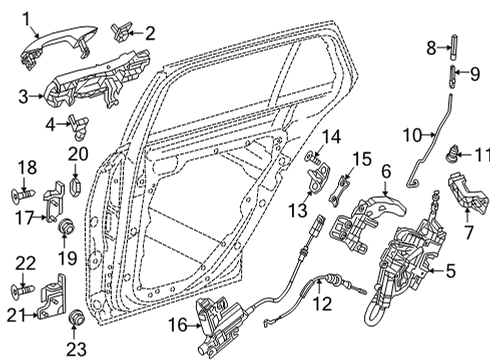 2021 Mercedes-Benz E63 AMG S Rear Door - Lock & Hardware Diagram 2