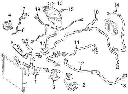 2024 Mercedes-Benz EQS 580 SUV Cooling System - Traction Motor Component Diagram 4