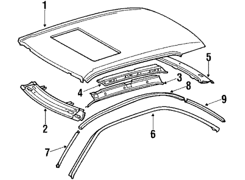 1991 Mercedes-Benz 560SEC Drip Molding Seal Diagram for 126-698-21-98