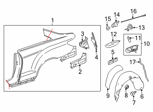 2014 Mercedes-Benz E350 Fuel Door Diagram for 207-757-01-06