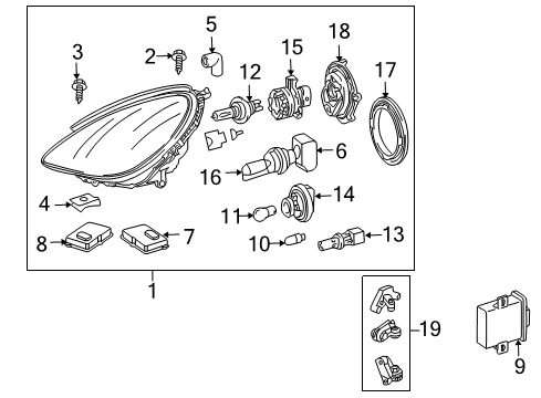 2007 Mercedes-Benz SLK280 Headlamp Components Diagram