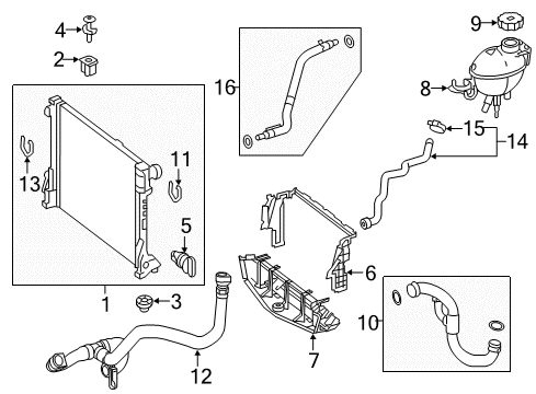 2017 Mercedes-Benz E400 Radiator & Components Diagram