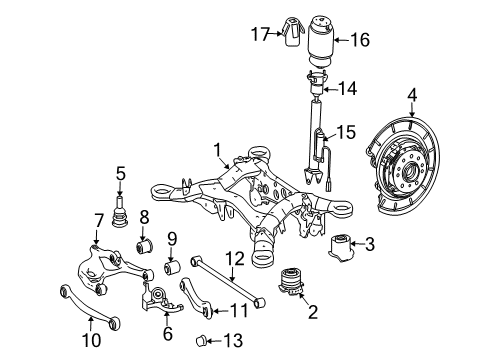2008 Mercedes-Benz GL550 Rear Suspension Components Diagram
