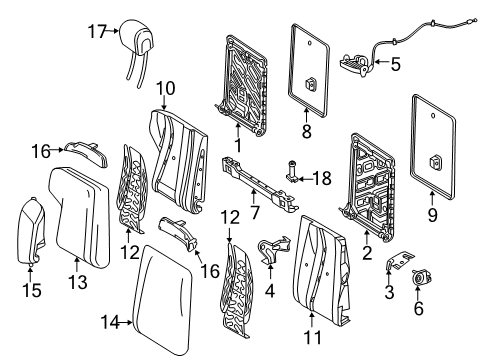 2018 Mercedes-Benz E400 Rear Seat Components Diagram 2