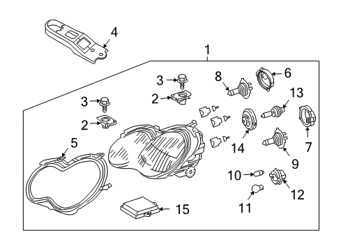 2005 Mercedes-Benz CLK55 AMG Headlamp Components Diagram