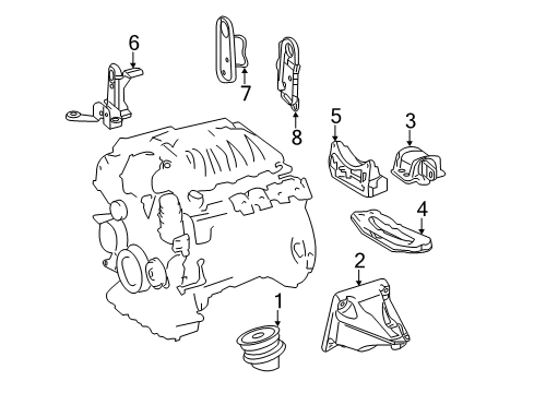 2009 Mercedes-Benz SL63 AMG Engine & Trans Mounting Diagram