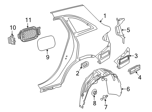 2018 Mercedes-Benz GLC63 AMG Quarter Panel & Components Diagram 2