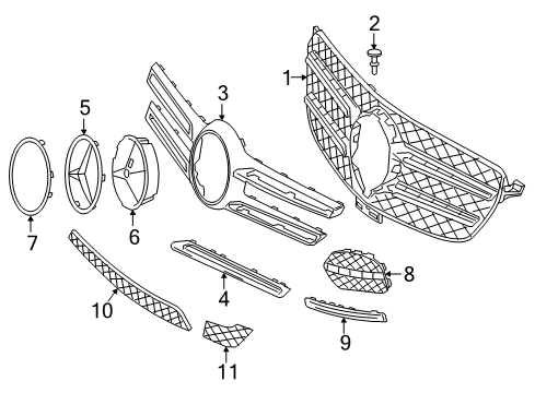 2017 Mercedes-Benz GLE43 AMG Grille & Components Diagram 3
