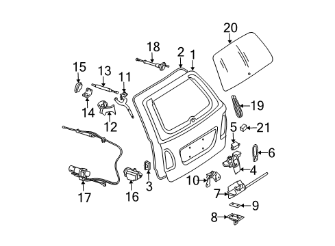 2006 Mercedes-Benz E55 AMG Gate & Hardware Diagram