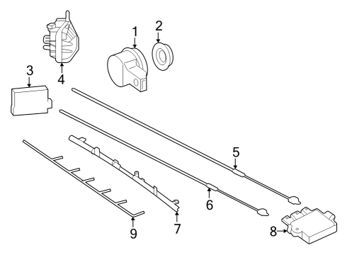 2025 Mercedes-Benz EQS 450+ SUV Electrical Components - Rear Bumper Diagram 2
